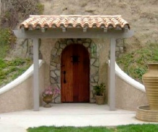 Front view of the Purple Grin wine cave