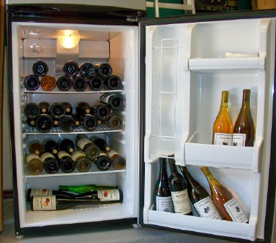 Refrigerator used as wine cooler.